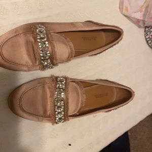 JUSTFAB light pink silk diamond dress shoes.